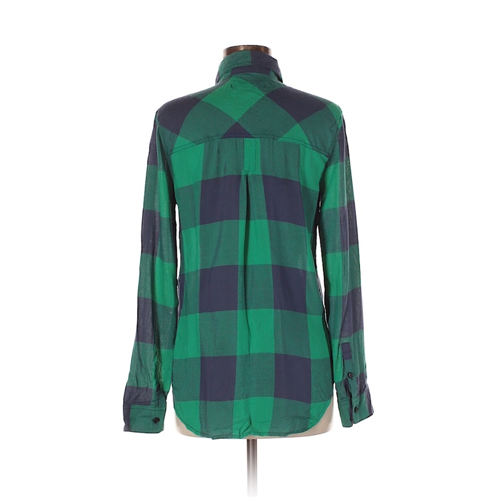 Buttons Plaid Long Sleeve Blouse - Picture 2 of 2